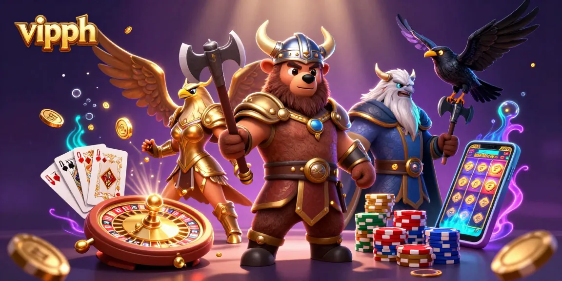 Win big with vipph! Immerse in this vibrant 3D casino scene featuring dynamic game elements.