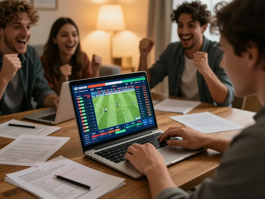 Tỷ Lệ Bóng Đá enthusiast analyzing live match statistics for better betting decisions.
