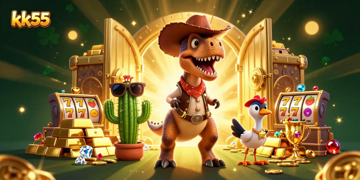 Experience thrilling gambling at kk55 with dynamic cartoon characters and vibrant casino elements!