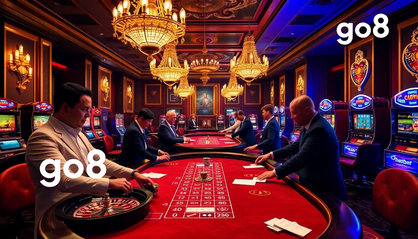 Experience thrill at the go8 casino with dynamic gaming tables and vibrant slot machines.