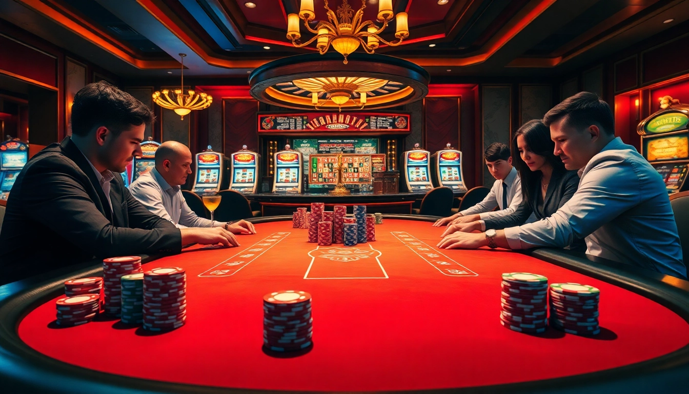 Experience high-stakes poker action at https://bem88v.com/, surrounded by vibrant casino excitement.