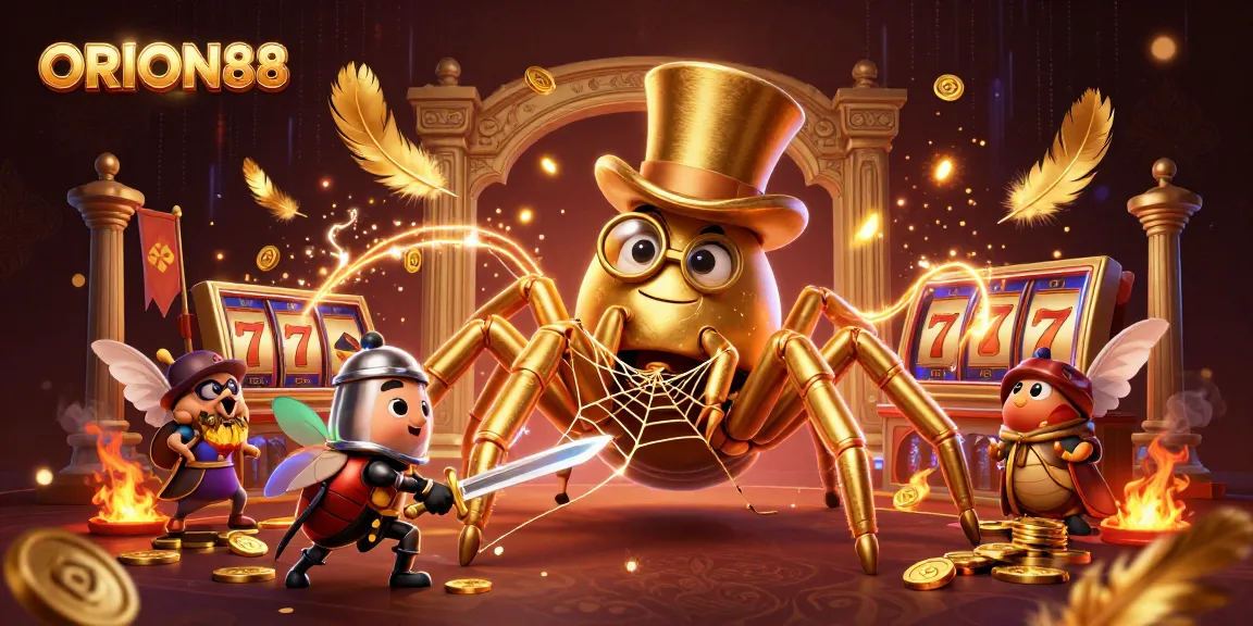 Engage in thrilling play at ORION88 with vibrant casino scenes featuring unique characters.