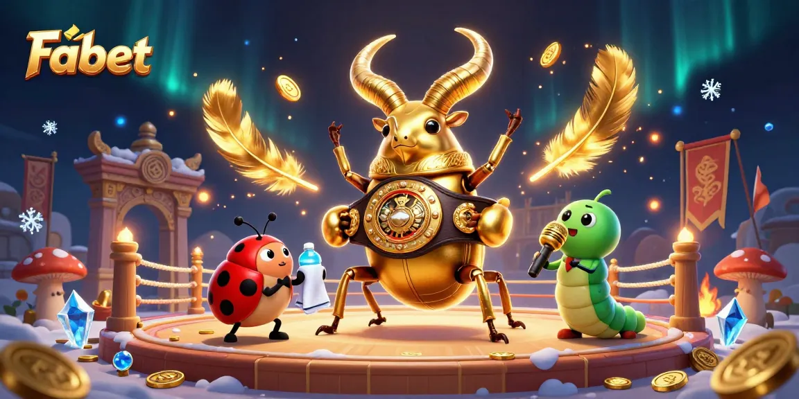 Fabet showcases a dynamic 3D boxing scene with colorful insect characters in a vibrant casino setting.