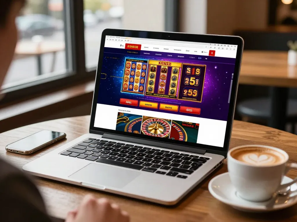 Transcrime gaming strategy in action at an online casino homepage with vibrant game displays.