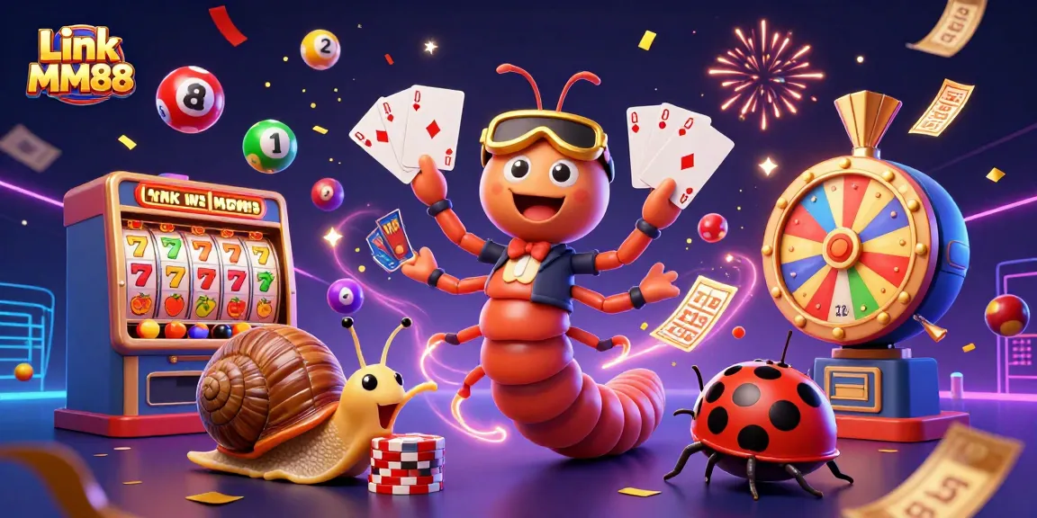 Engage with Link MM88 at a vibrant casino scene featuring dynamic lottery and gaming elements.