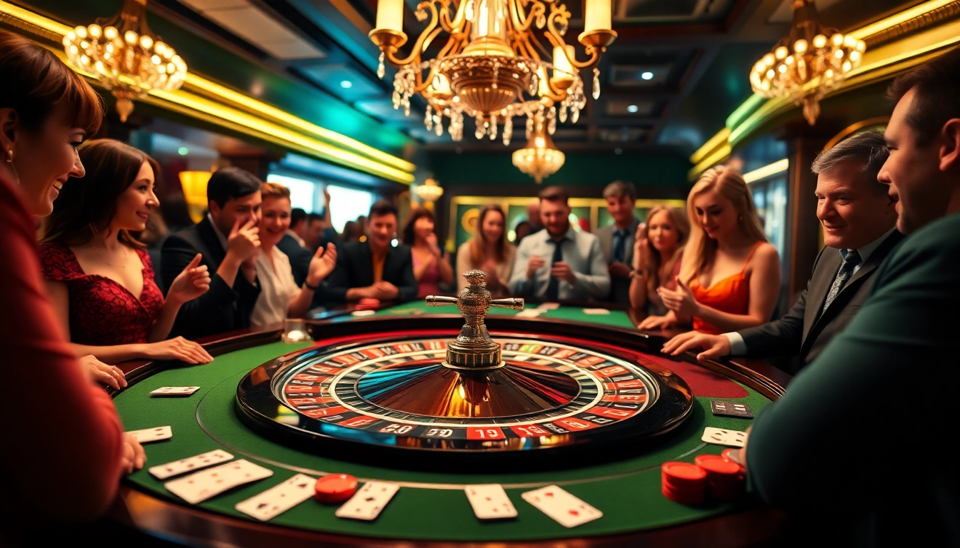 Daga-themed roulette table showcasing vibrant gambling excitement with players actively engaged.