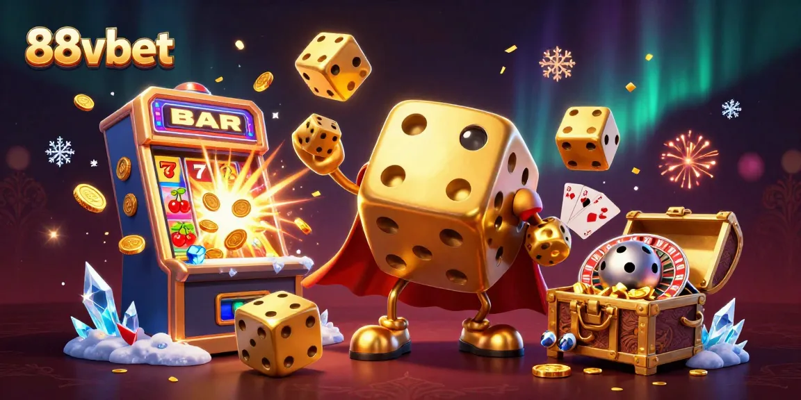 Experience thrilling wins and dynamic action with 88vbet's vibrant casino illustration showcasing golden dice and jackpot excitement.