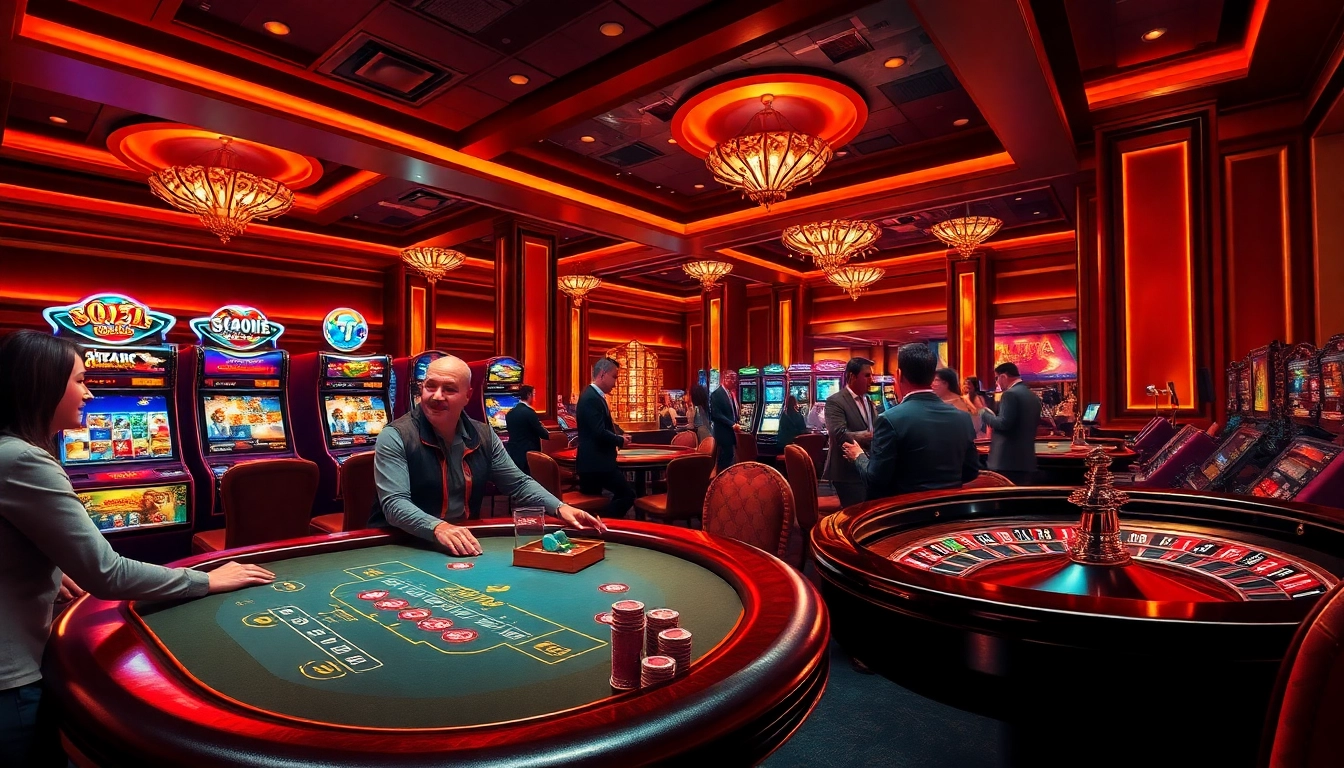Players enjoying the thrill of blackjack at 13Win casino with vibrant atmosphere and luxurious ambiance.
