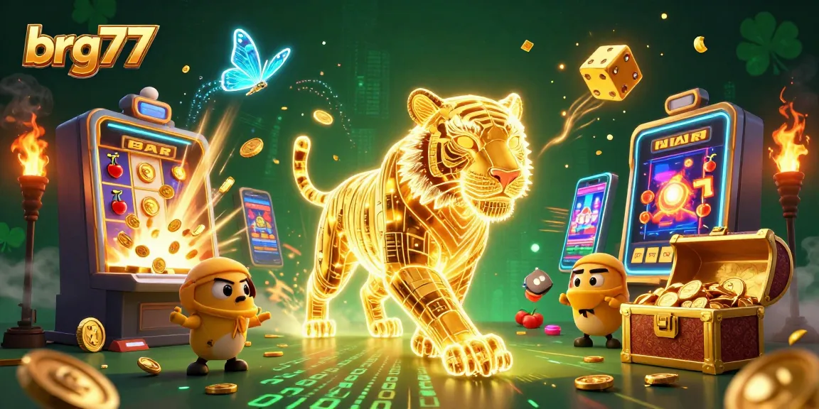Experience thrilling casino action with brg77: a dazzling golden tiger and jackpot explosion.