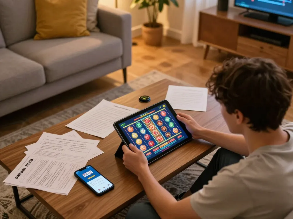 Enjoy online gambling with say88 app interface displayed on a tablet during an engaging gaming session.