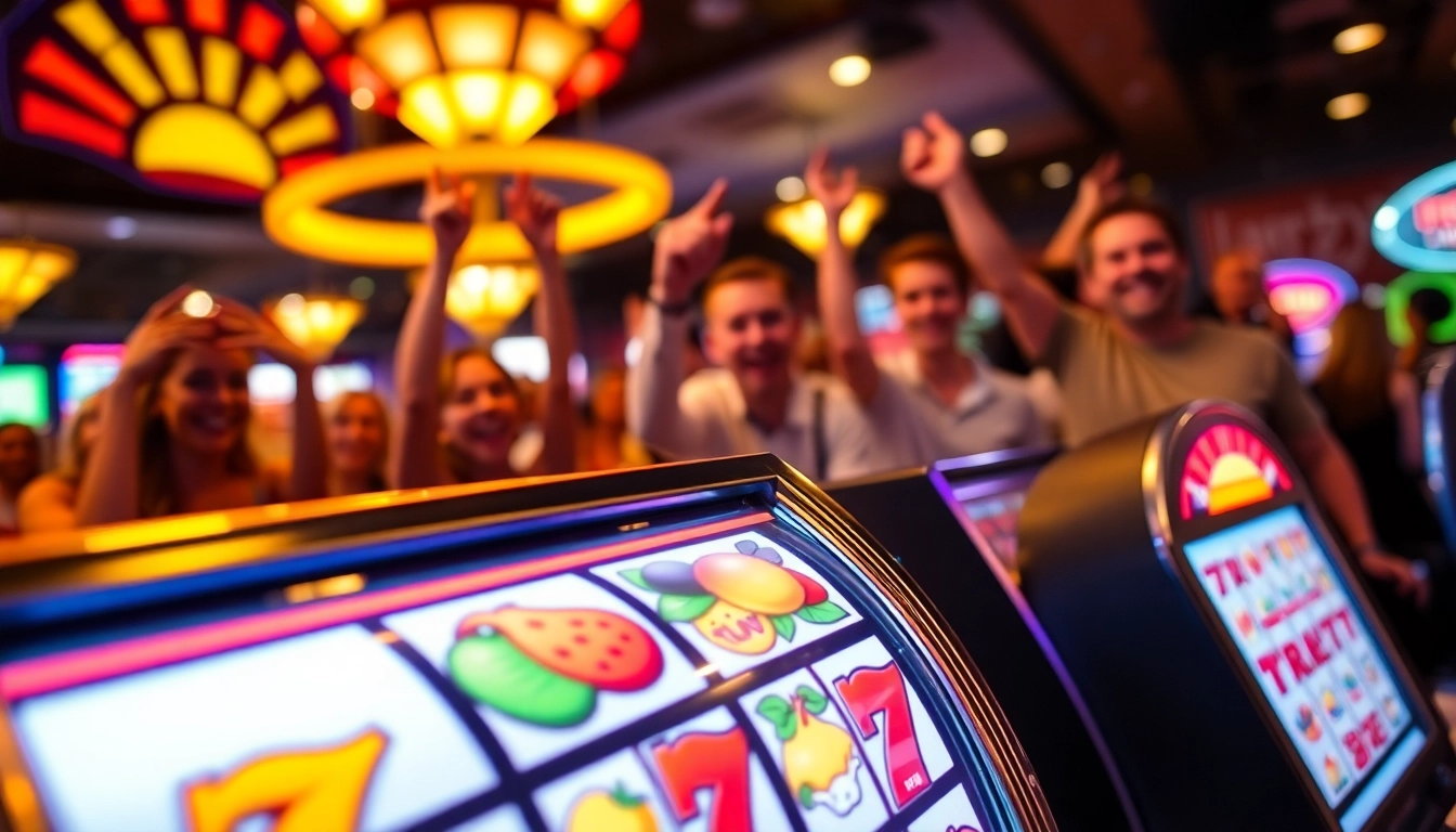 Slot gacor yang menarik perhatian pemain dengan simbol berwarna-warni di dalam kasino.
