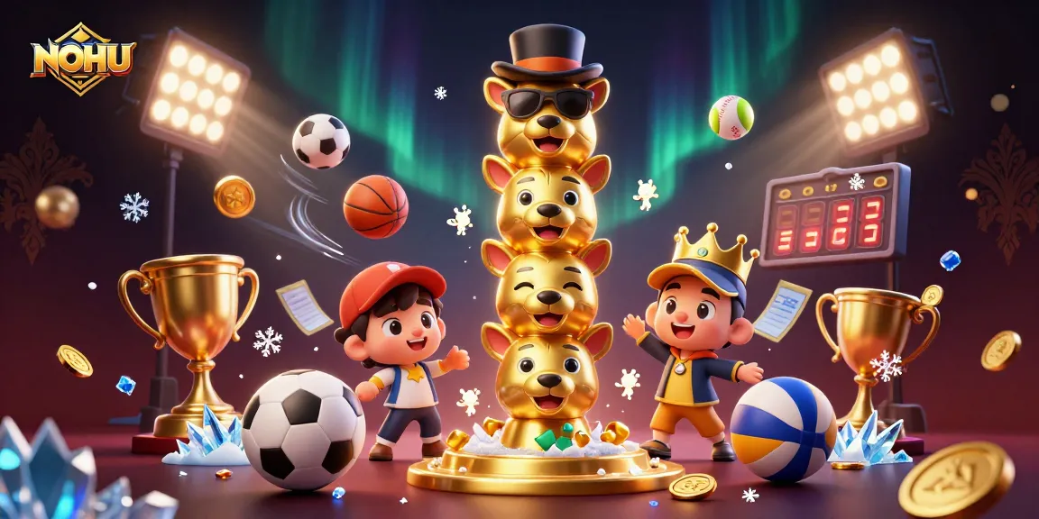 Engage with NOHU's dynamic casino experience featuring lively game elements and a golden totem character.