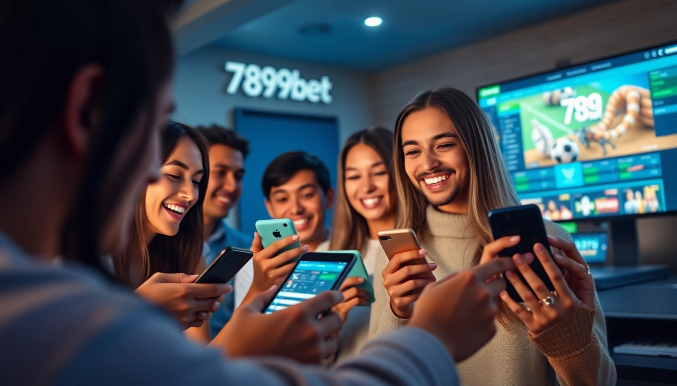 Engaging online betting scene featuring 789bet platform on modern devices with happy users.
