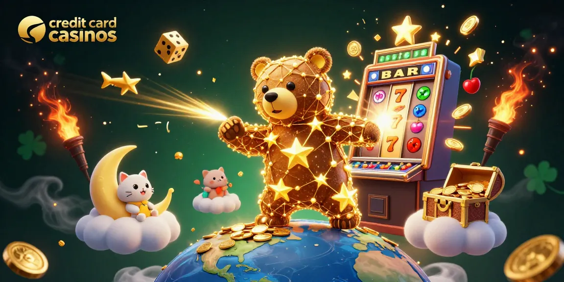 Experience exciting credit card casinos with dynamic slot and coin action in a vibrant scene.