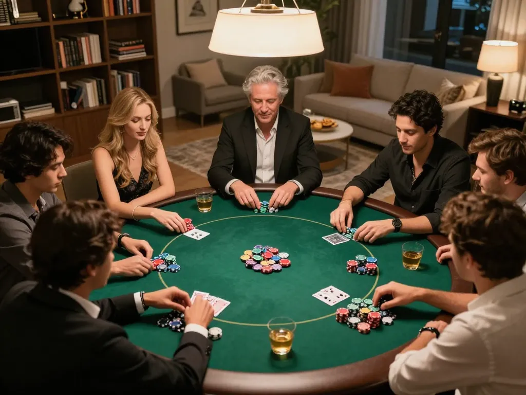 Play poker at home with friends on LC99 platform, capturing excitement and strategy in a friendly setting.