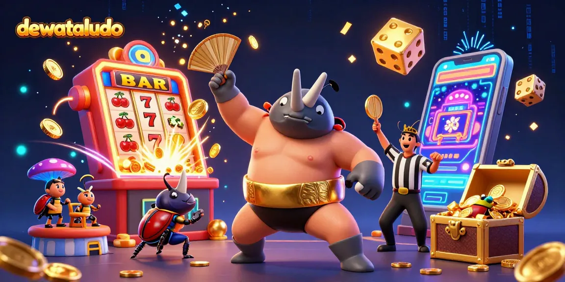 Permainan ludo di dewataludo yang diwarnai dengan koin emas terbang dan karakter menarik.