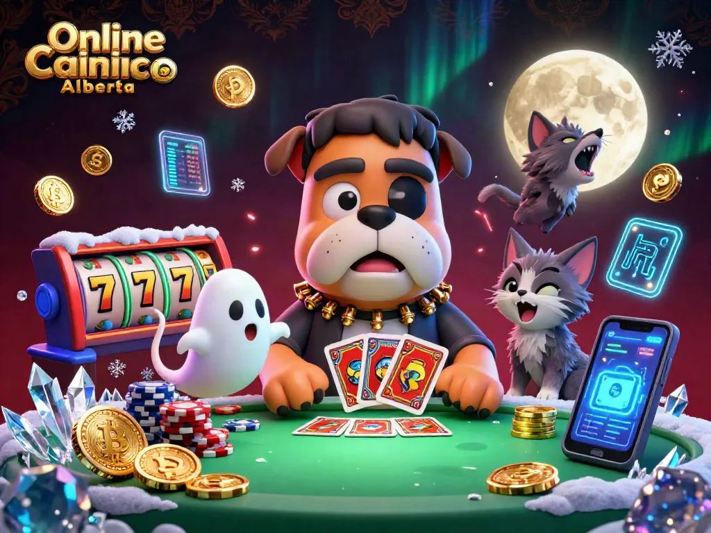 Engage in fun games at Online Casino Alberta with animated characters and vibrant casino elements.