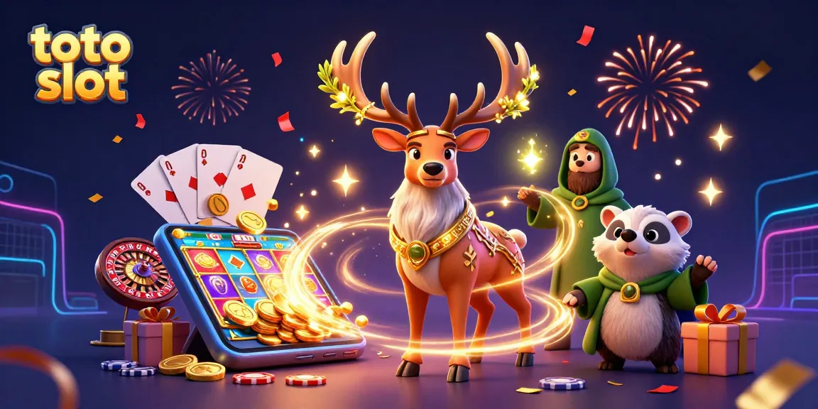 Terlibatlah dengan dunia menarik dari toto slot dalam ilustrasi 3D yang dinamis ini yang menampilkan elemen permainan yang aktif.