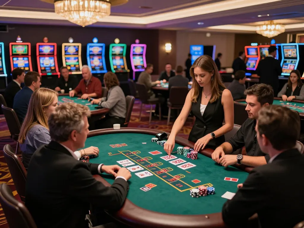 Engaged players at dn88 blackjack table experiencing the excitement of casino gameplay.