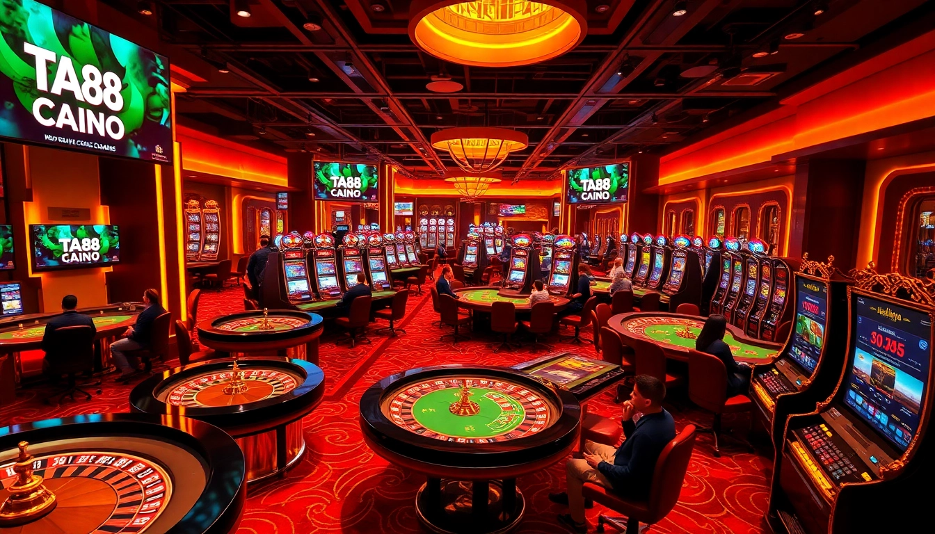 Tải ta88 and enjoy vibrant online casino action with players engaged in thrilling table games.