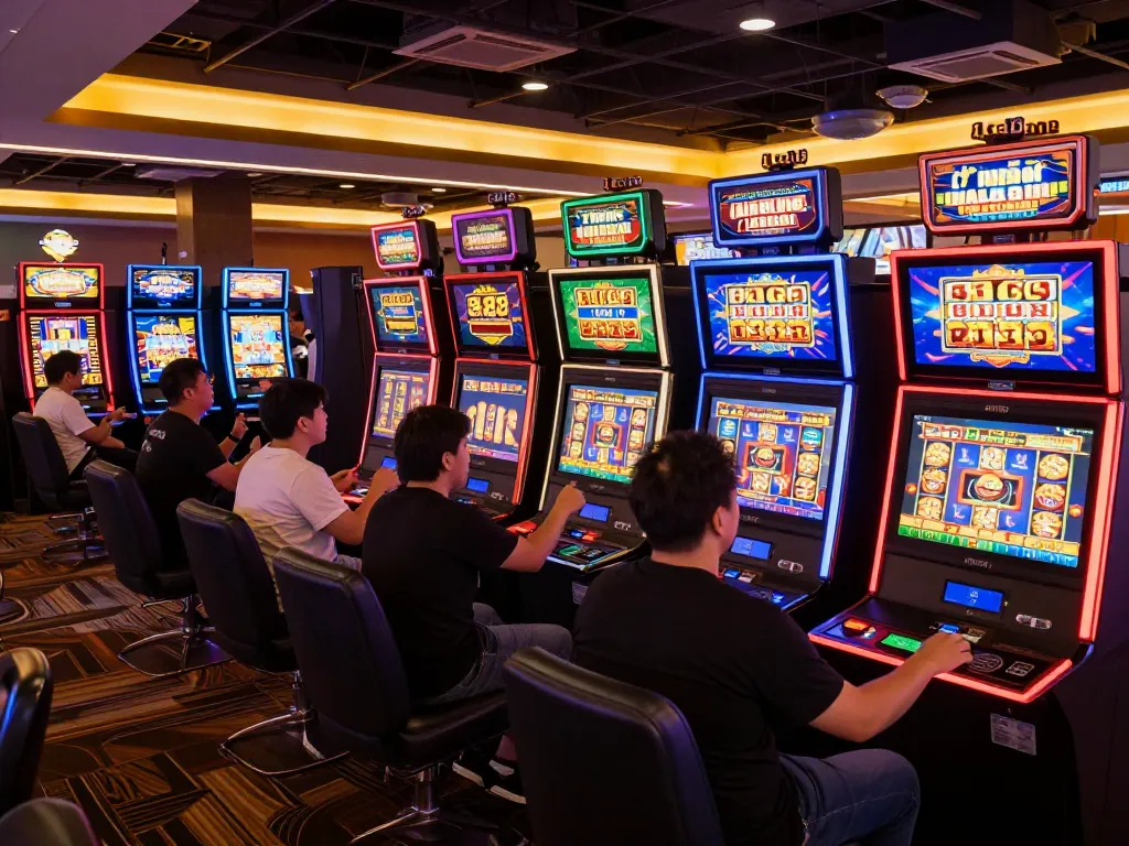 Players celebrating wins while engaging with slot88 machines in a lively casino environment.