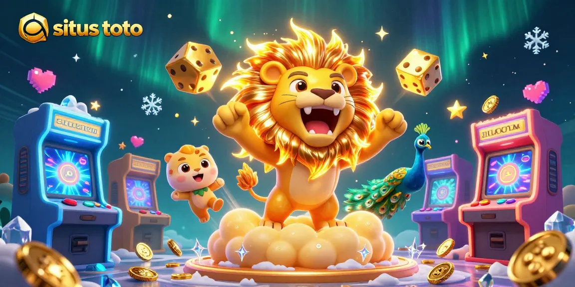 Engage with situs toto, featuring a vibrant illustration of casino elements and characters in action.