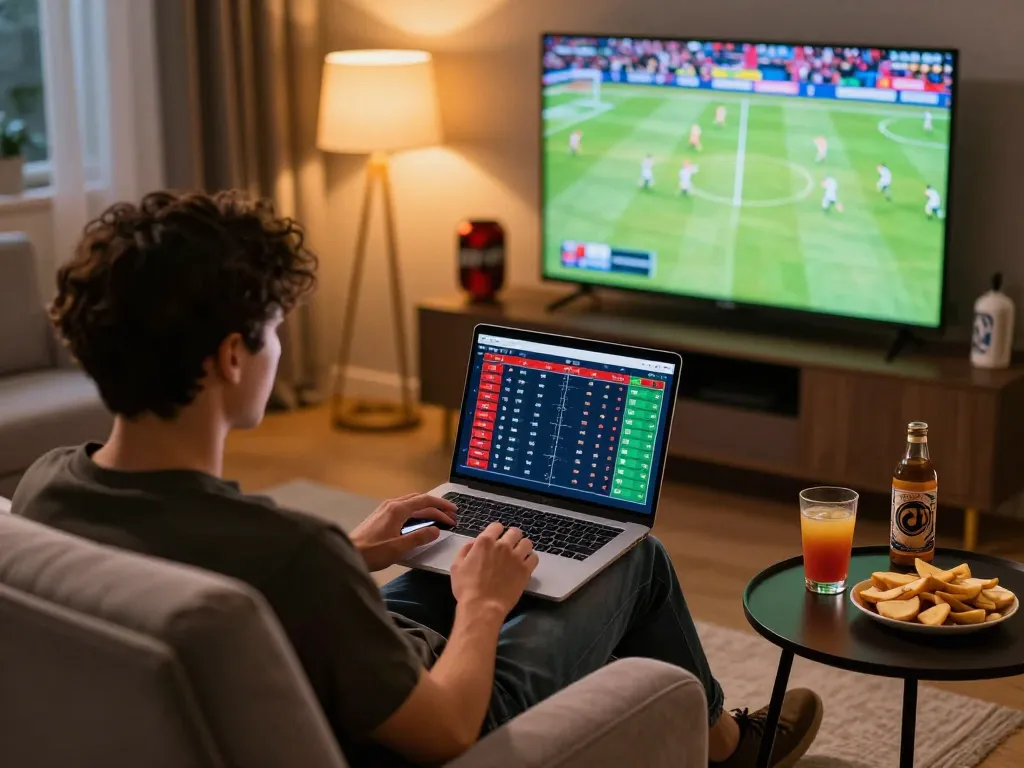 Person actively placing bets on tg88 sports portal during exciting live game, showcasing modern betting setup