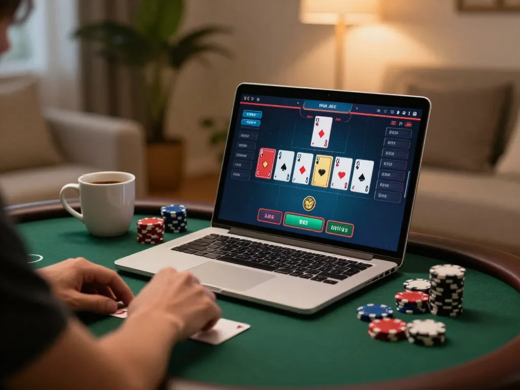 Playing high-stakes poker online at 555win with strategic gameplay and cozy ambiance.