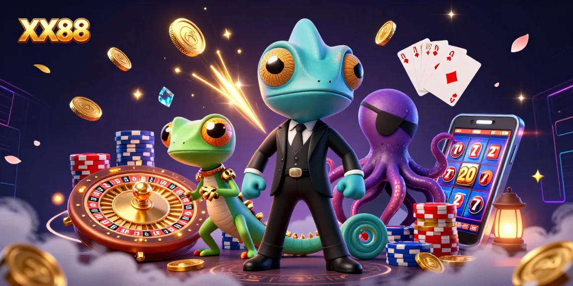 Experience thrilling moments at XX88 casino with vibrant gaming elements, golden coins, and engaging characters.