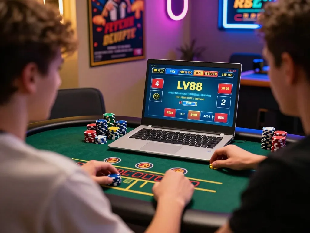 Engaged player strategizing during an LV88 online blackjack session with focused game screen.