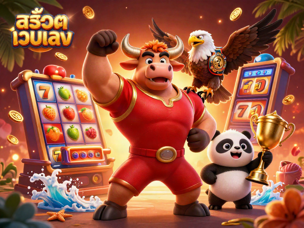 Engage in thrilling wins with สล็อตเว็บตรง as cartoon characters celebrate a jackpot