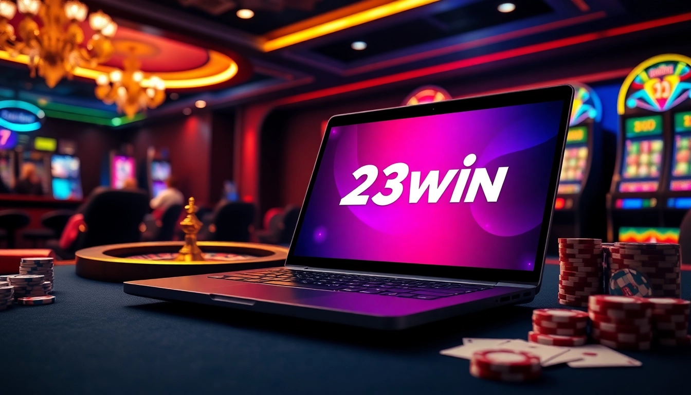 Exciting gaming experience at 23win showcasing roulette, cards, and vibrant casino atmosphere.