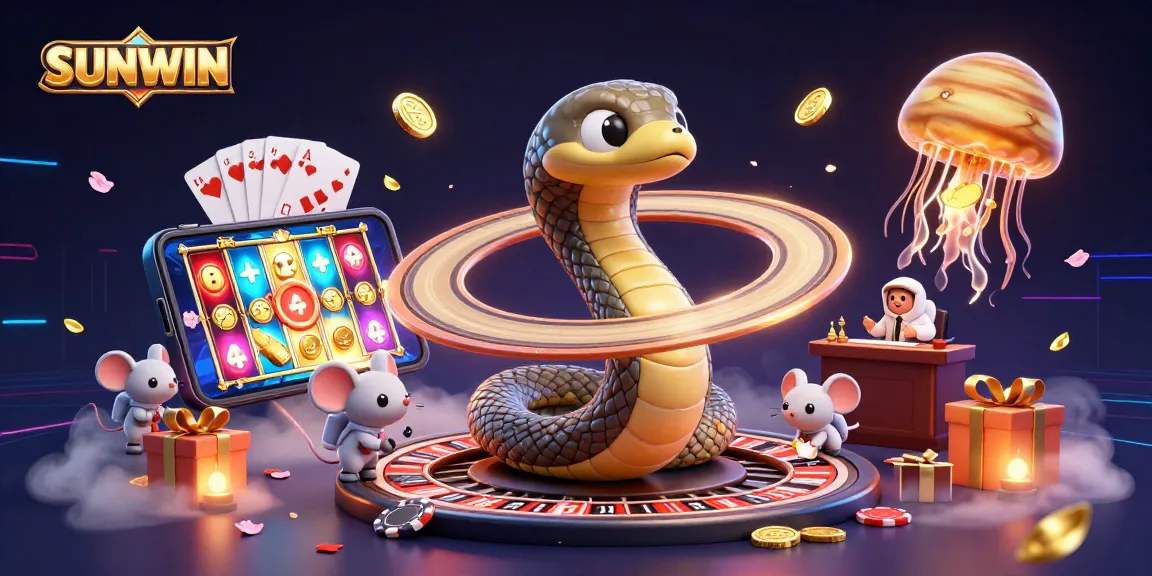 SUNWIN players engaging in vibrant cosmic casino action with astronaut mice and jellyfish dealer.