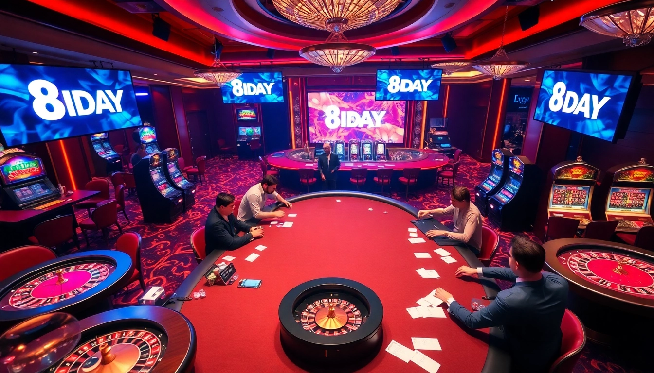 Experience thrilling gameplay at 8DAY casino with dynamic tables and vibrant gaming ambiance.