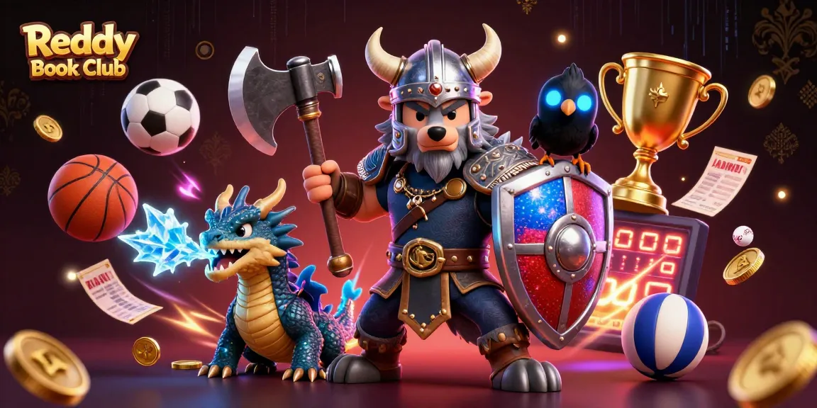 Bet on Reddy Book Club with dynamic sports action featuring a Viking wolf warrior and dragon.