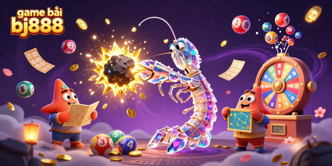 Experience the excitement of game bài bj888 with vibrant visuals of coins and lottery elements