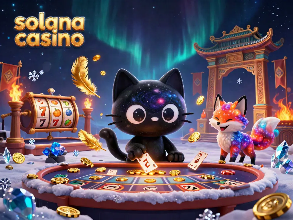 Experience the excitement of Solana casino with a vibrant cosmic theme of gaming and cosmic elements.