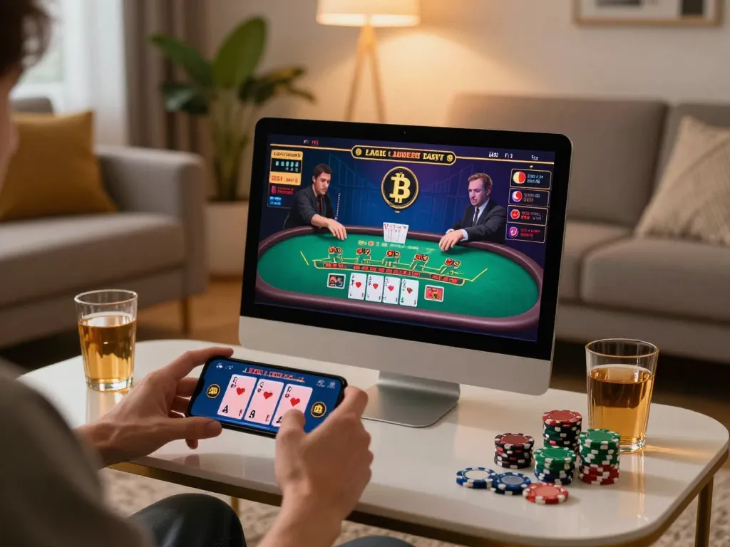 Engaging gameplay at a BTC casino on a smartphone, showcasing live dealer interaction and player excitement.