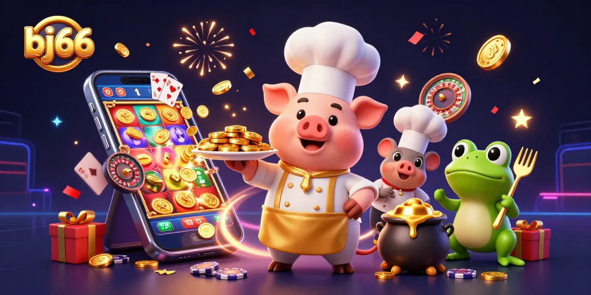 Engage in thrilling gameplay at bj66 with gold coins, colorful slot games, and festive atmosphere.