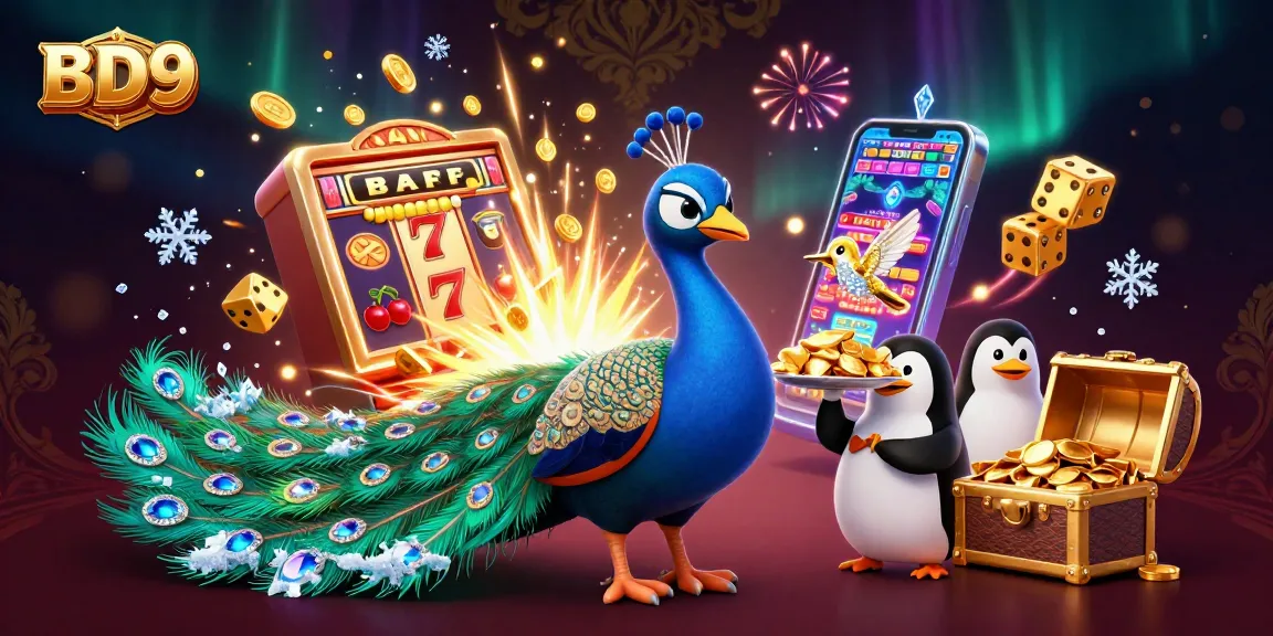 Engage in thrilling gaming adventures at BD9 with lively characters and dazzling casino elements.