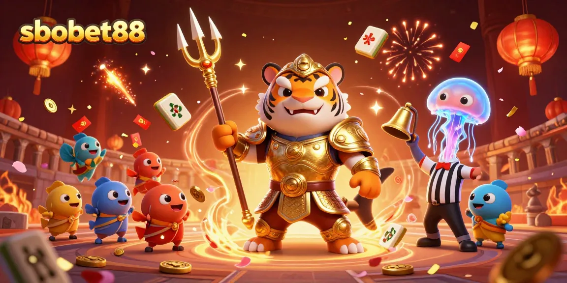 Bet on sbobet88 with a dynamic underwater scene featuring an energetic tiger shark gladiator.