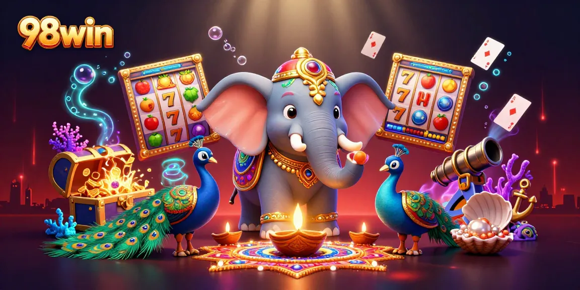 Experience the vibrant casino excitement of 98win with colorful characters and rich game elements.