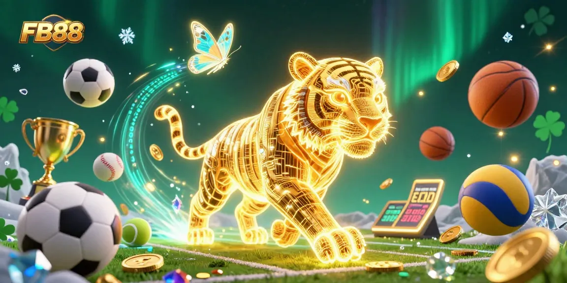Engage with thrilling sports betting action at FB88, featuring animated sports elements and exciting visuals.