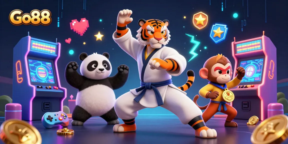 Engage with Go88's vibrant casino world featuring thrilling game interactions and animated characters.