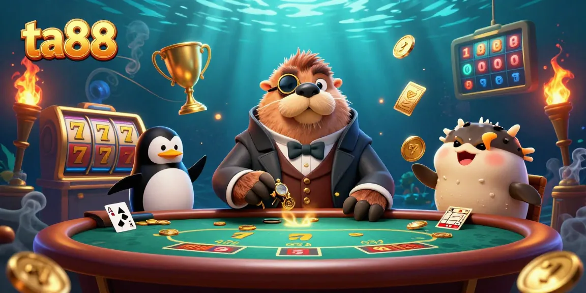 Experience exciting gameplay with ta88 at a vibrant underwater poker scene featuring unique characters.