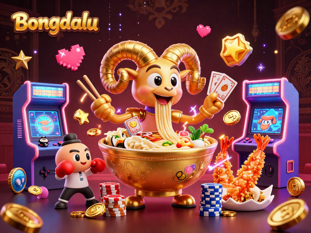 Bongdalu showcases a vibrant 3D casino scene with playful characters engaging in exciting card games and chips stacking.