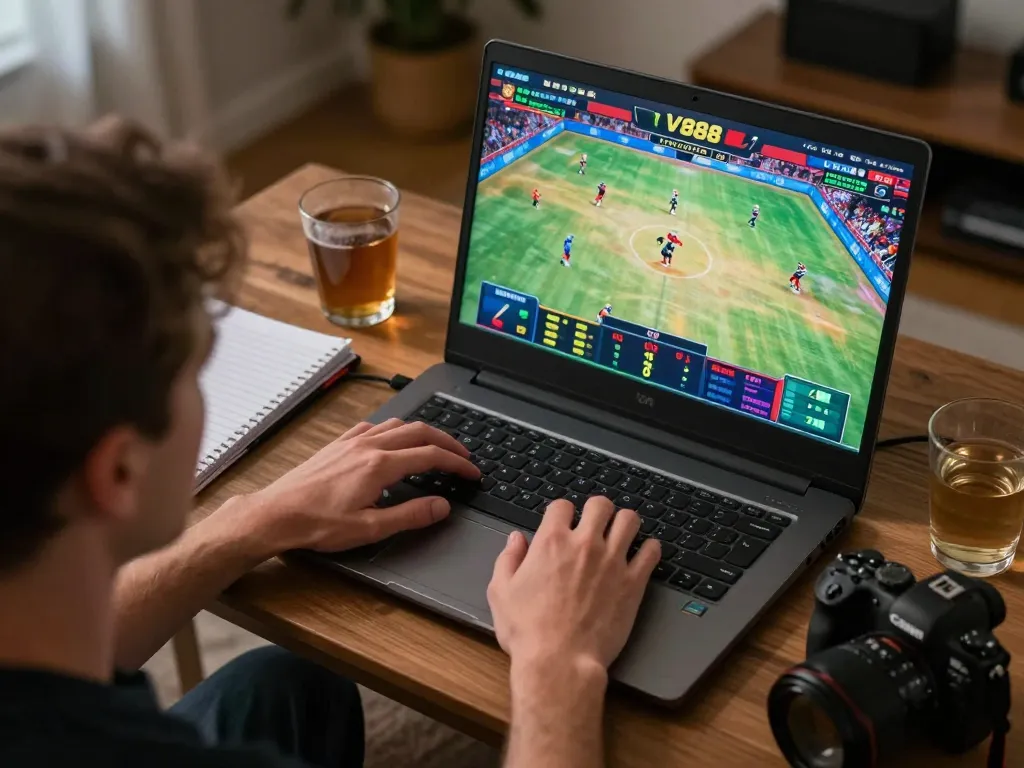 View of a user engaging with V888 platform during an intense online gaming session, showing strategic gameplay.