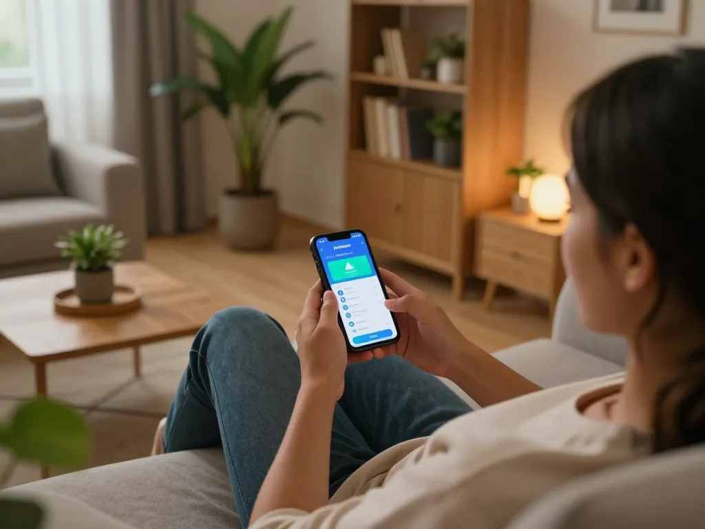 The Jeetbuzz App displayed on a smartphone during a cozy online betting session at home, highlighting the convenience of mobile gambling.
