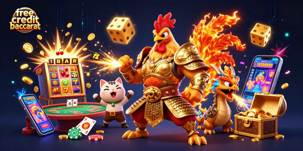 Engage in free credit baccarat with vibrant characters, explosive game elements, and casino excitement.