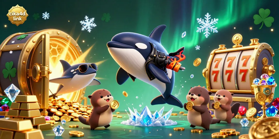 Spin and win with the vibrant cika4d link scene featuring an orca, stingray, and otters surrounded by slot elements.